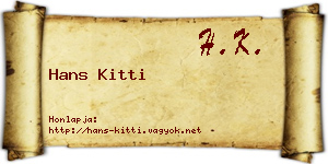 Hans Kitti névjegykártya